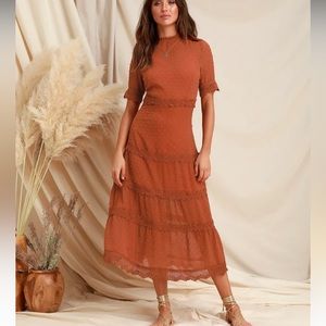 Lulu’s Rust Orange Midi Dress